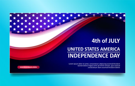Fourth of July, USA Independence Day banner with patriotic element and bright vibrant colorのイラスト素材
