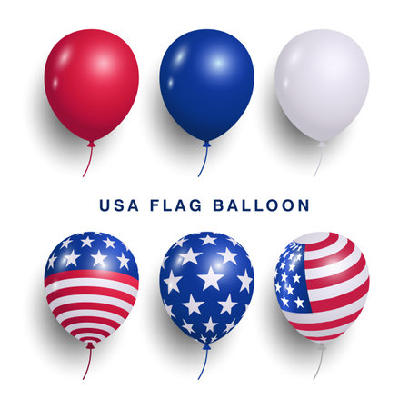 Air balloons of flag of United States of America vector elementsのイラスト素材