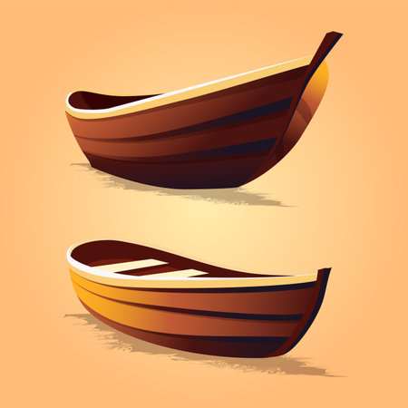 Wooden Boat water transportation vector illustrationのイラスト素材