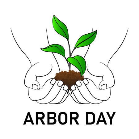 World environment day or Arbor Day concept, Human hand holding and planting tree illustrationのイラスト素材