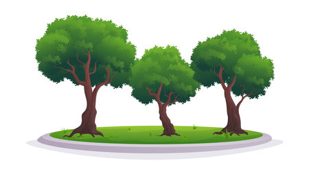 Big Tree vector element collection with organized individual object, cartoon tree vector illustrationのイラスト素材