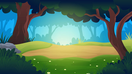 Camping area campsite in the middle of the forest cartoon vector illustrationのイラスト素材