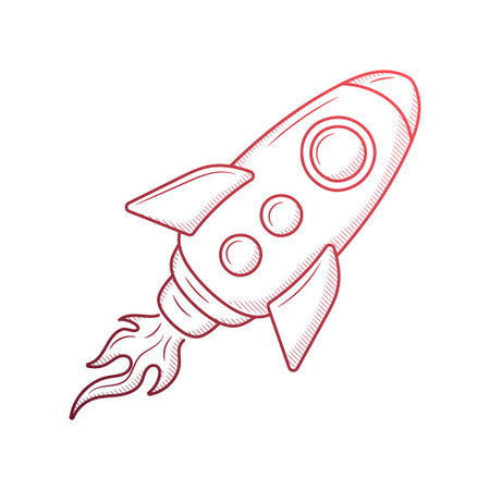 Rocket illustration with hand drawn outline doodle styleのイラスト素材