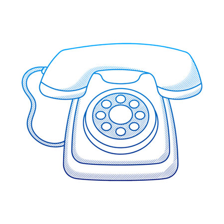 Vintage telephone illustration with hand drawn outline doodle styleのイラスト素材