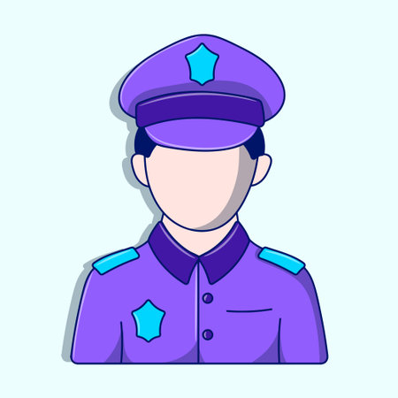 Policeman illustration with colored hand drawn outline doodle styleのイラスト素材