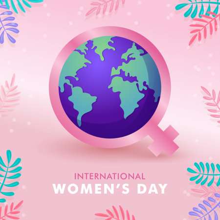 International Women's Day concept with globe on the female symbol illustrationのイラスト素材