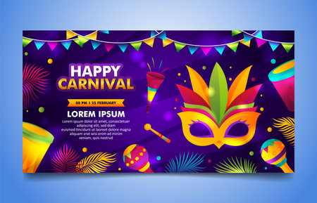 Rio Carnival Celebration Banner Design With colorful elementsのイラスト素材