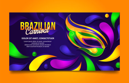Rio Carnival Celebration Horizontal Banner Design With colorful elementsのイラスト素材