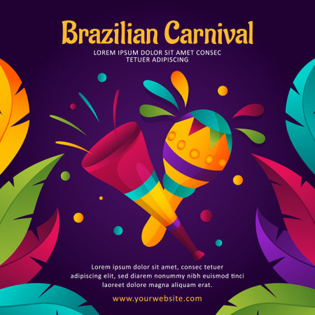 Rio carnival background with colorful Brazilian element illustrationのイラスト素材
