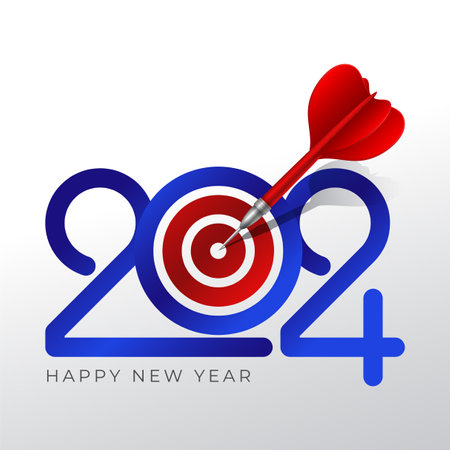 2024 number with target concept logo or typography designのイラスト素材