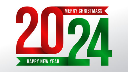 2024 Merry Christmas and happy new year logo or typography designのイラスト素材