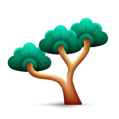 Chinese Tree vector illustration with cute cartoon styleのイラスト素材