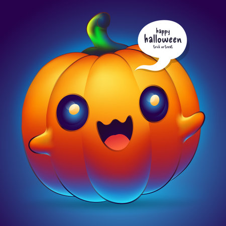 Cute Cartoon Pumpkin Monster happy Halloween Vector Clipartのイラスト素材