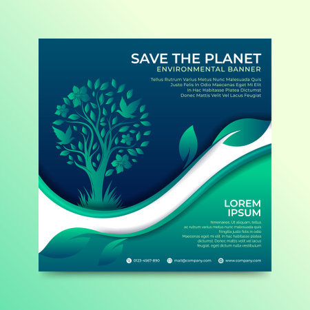 Environmental Banner or Poster with trees and leaves vector illustrationのイラスト素材