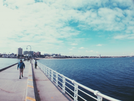 St Kilda walking bridge at seaside