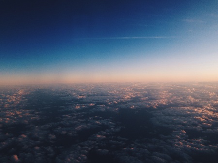 Beautiful sunset clouds from airplane angleの素材