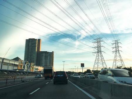 Traffic car on roadの素材