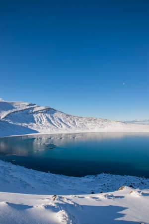 Hiking at Tongariro Mountain During Winter Season in New Zealandの写真素材