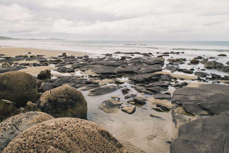 Bayrock at seaside with cloudy weather