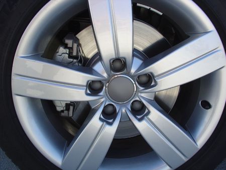 Sports car's wheel with no brand and no sign, in perfect shape, brand new, the day it was delivered.の写真素材