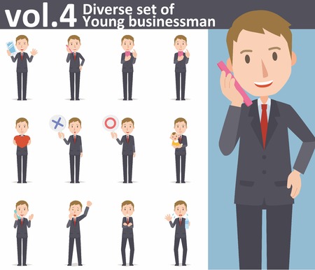 Diverse set of young businessman on white backgroundのイラスト素材