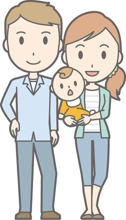 Happy family No.04 (family of 3)(2 generations)のイラスト素材