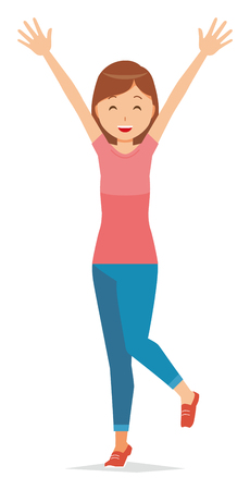 Illustration of an excited femaleのイラスト素材