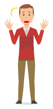 Man wearing a sweater is surprisedのイラスト素材
