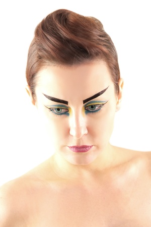 Portrait of beautiful woman with stylish make-upの写真素材
