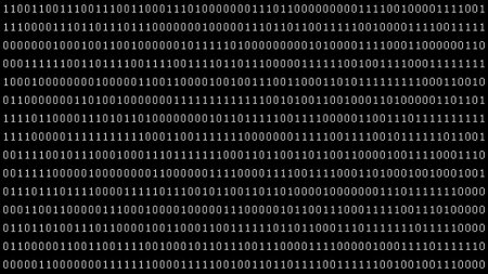 Texture composed by a sequence of zero and one number. Technical environment programming, binary code in the future. White numbers on a black background. Modern technology hex code concept.の写真素材