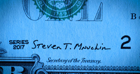 Front side of a one dollar bill bearing the signature of the secretary of the treasury and the bill...