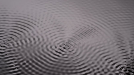 Monochrome black smooth water surface with sound wave circles, abstract background, wallpaper...