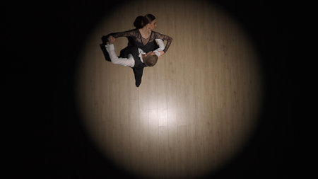 Elegant Ballroom Dance Couple on Spotlight. Top viewの写真素材