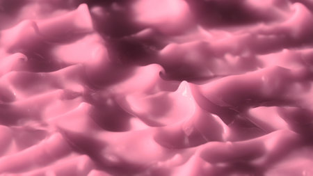 Uneven texture of cream in pink color. Face or body cosmetic product, close up. Creative concept of beauty industry advertisement.の写真素材