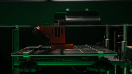 Modern 3d printer computer machine making figure. 3d engineering technology and time lapse process...