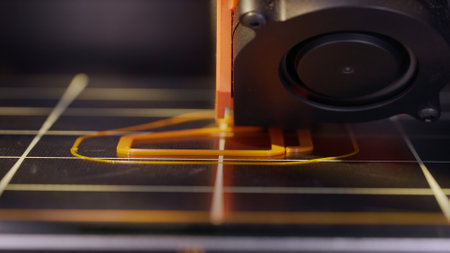 A 3D printer masterfully brings to life a spare part of your order. The process of printing a part on a 3D printer, close-up. This video is all about how technology turns your ideas into reality.の写真素材