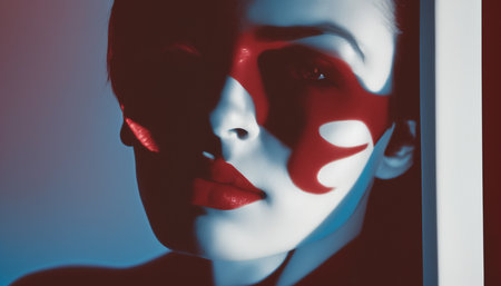 Red and Blue Dichotomy: A Striking Contrast Portrait Generative AIの素材