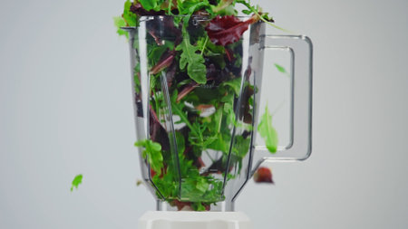 Fresh Salad Ingredients Blending in a Mixer