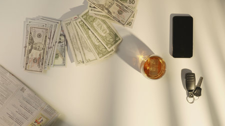 Sleek Afternoon Break - Cash, Whiskey, and Connectivityの写真素材