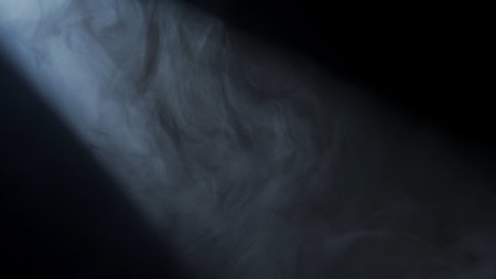 Soft diffused rays of light cut through the hazy darkness.の写真素材