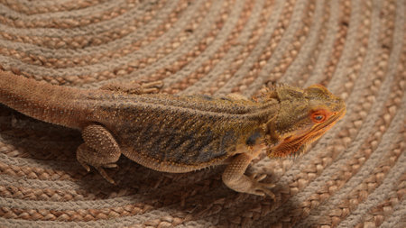 Bearded Dragon Agave Resting on Textured Woven Surface