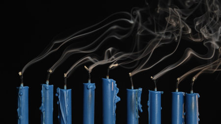 Celebrating Hanukkah With a Vintage Menorah and Freshly Lit Candles Against a Classic Black Backdrop
