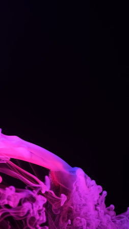Abstract colorful smoke art on a dark backgroundの写真素材