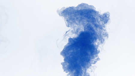 Abstract Blue Ink Swirling in Clear Water Artfully Capturedの写真素材