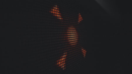 Abstract Digital Display Pixel Art with Orange Patternsの写真素材