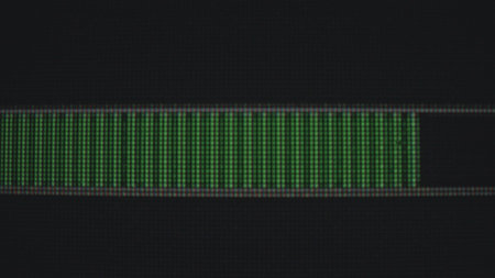 Green Digital Progress Bar on Dark Background Screen Display