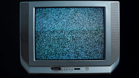 Old Television Displaying Static Noise Screen Patternの写真素材