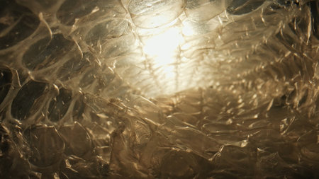 Close Up of Bubble Wrap Texture for Packaging Solutionsの写真素材