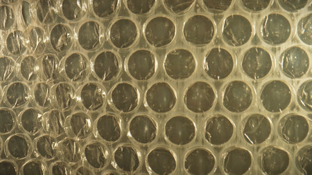 Close Up View of Transparent Bubble Wrap Texture Surfaceの写真素材