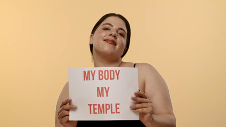 Empowering Message on the Poster My Body My Temple Positivity and Self Acceptanceの写真素材